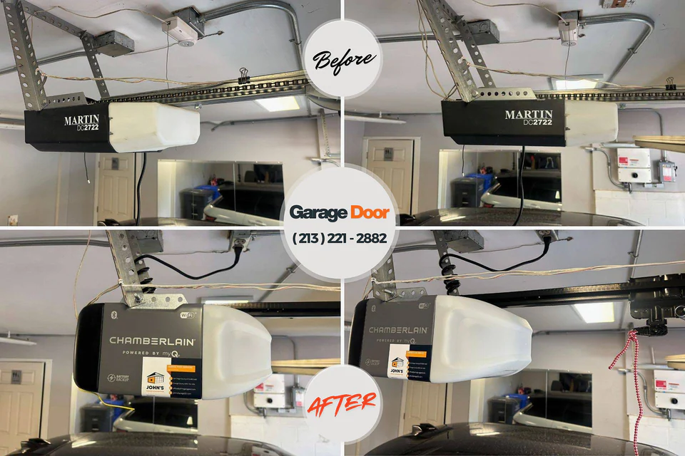 Before and after: garage door repair Ladd, IL